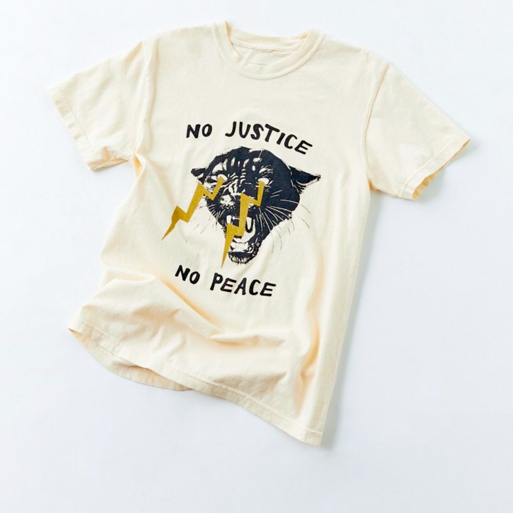 No Justice No Peace ivory short sleeve t-shirt